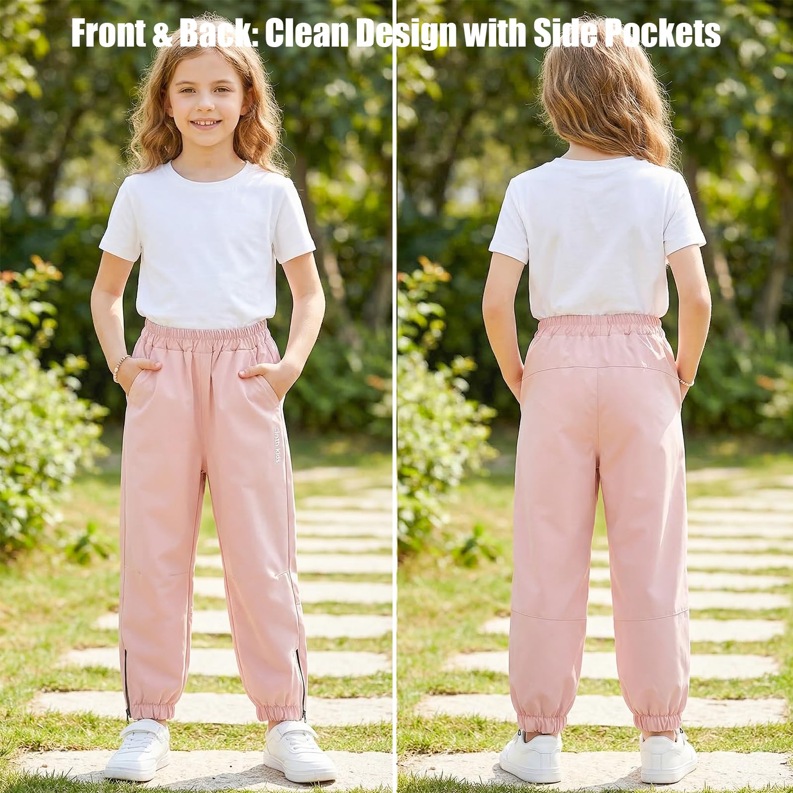 Pantalones de Senderismo con Forro de Malla Transpirable para niños, Pantalón Impermeables Ligeros para Trekking y Actividades al Aire Libre en Primavera y otoño Ropa, 5-14 años