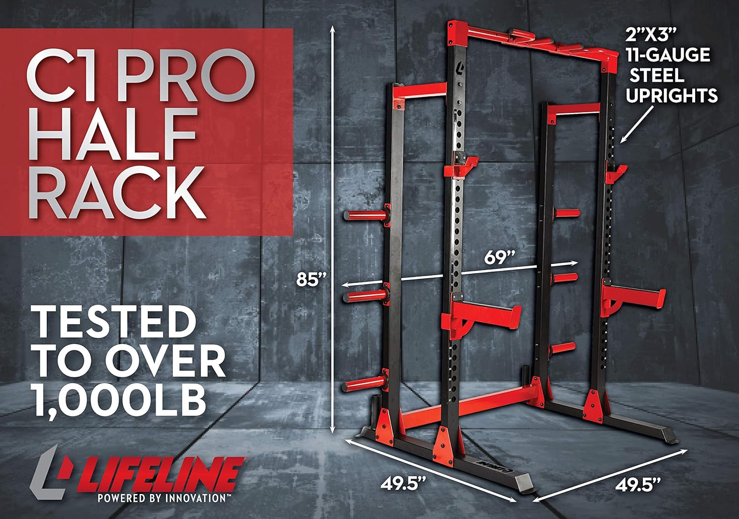 Lifeline C1 Pro Power Squat Rack System for Weight Training and Body Building - Full or Half Rack Models Available