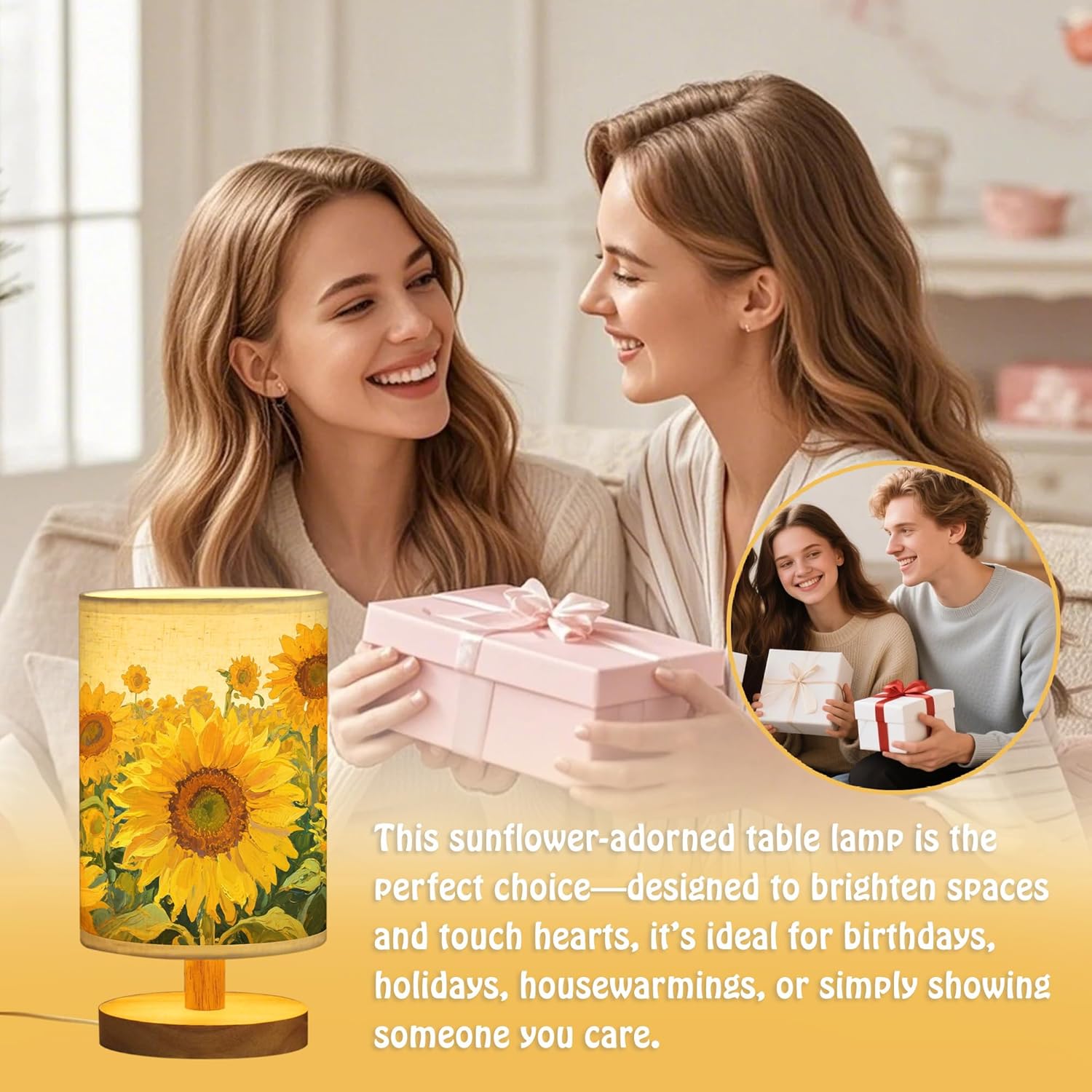 WSYEAR Sunflowers Flower Lamp, Birthday Gifts for Women Small Night Light,Mothers Day Valentines Day Ideal for Bedroom Decor Sunflower Gifts for Mom Grandma Teacher