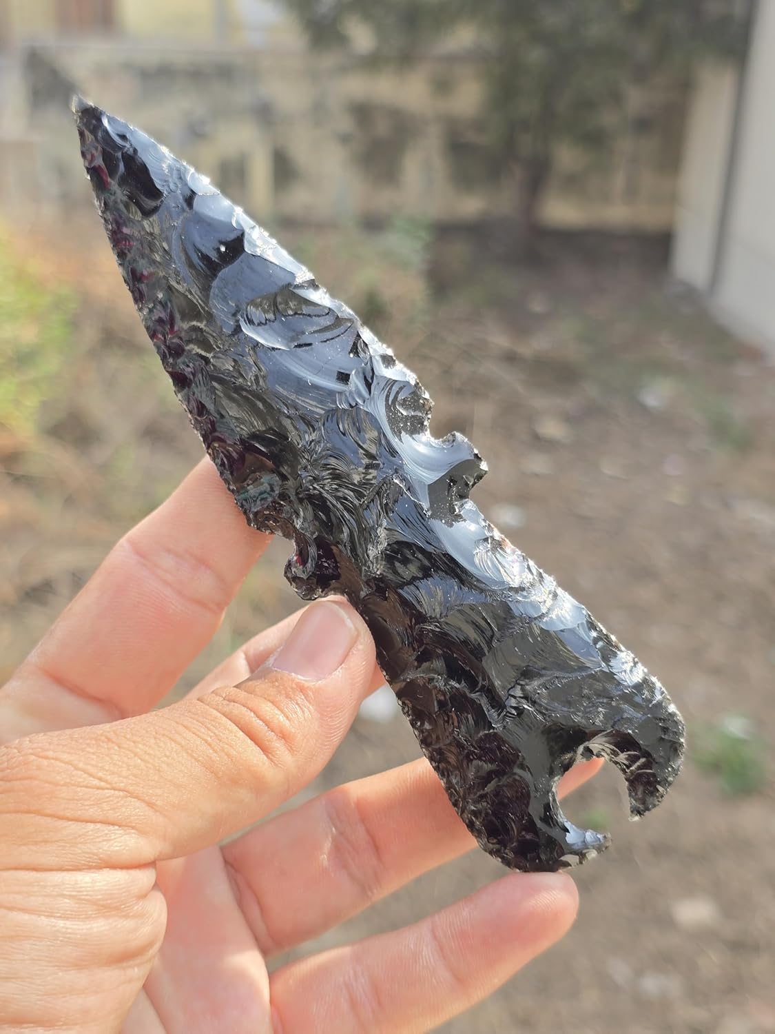 Black Obsidian Knife Arrowhead, Natural Crystal and Healing Stone Flint Rock Arrowhead