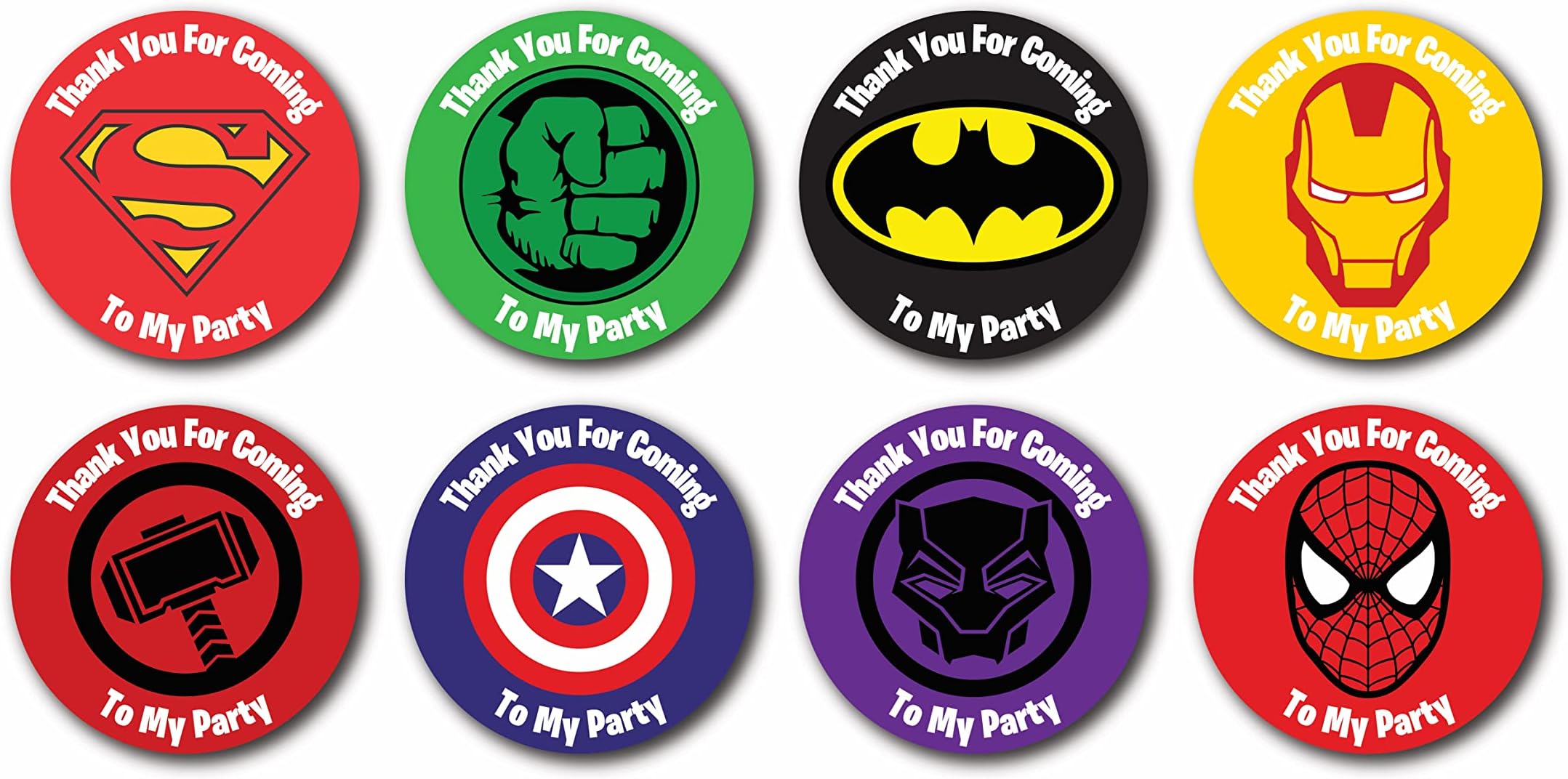 32x Birthday Party Stickers Thanks for Coming Boys Girls Kids Child's School Friends Gift Present Treat Parties Thanks Thank You for Coming to My Fun Party Sweet Bag Labels (Superhero)