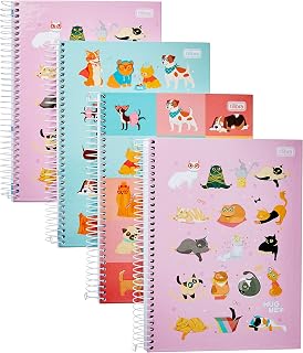 Kit de Cadernos, Tilibra, Universitário, 10 Matérias, Capa Dura, Hug Me, 160 Folhas, Pacote com 4