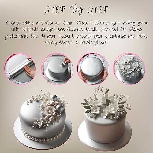 Miniatura 4 de Confect Fondant for Cakes Chefs Choice for Cake Decorating Shimmering Silver Metallic Fondant 8.82 Oz Dorado champán