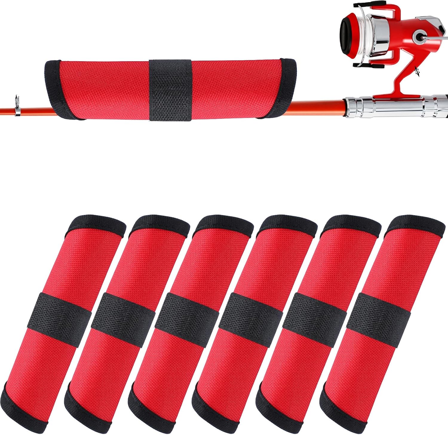 Tioncy 6 Pack Fishing Lure Covers 6 Inch Bait Gloves Lure Wrap Fishing Hook Cover Easily See Bait Storage Protector Guard to Keep Fishermen Safe for Rod