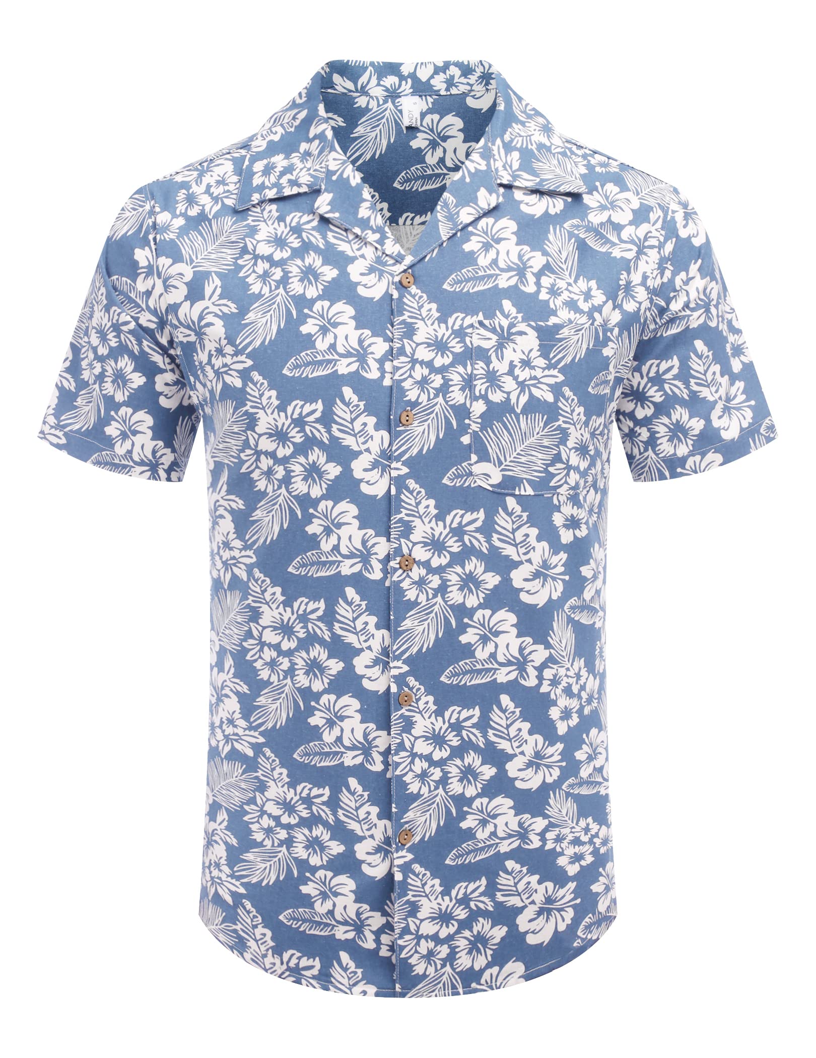 COOFANDY Camisa de Lino Manga Corta Hawaiana de Verano Playa Impresa