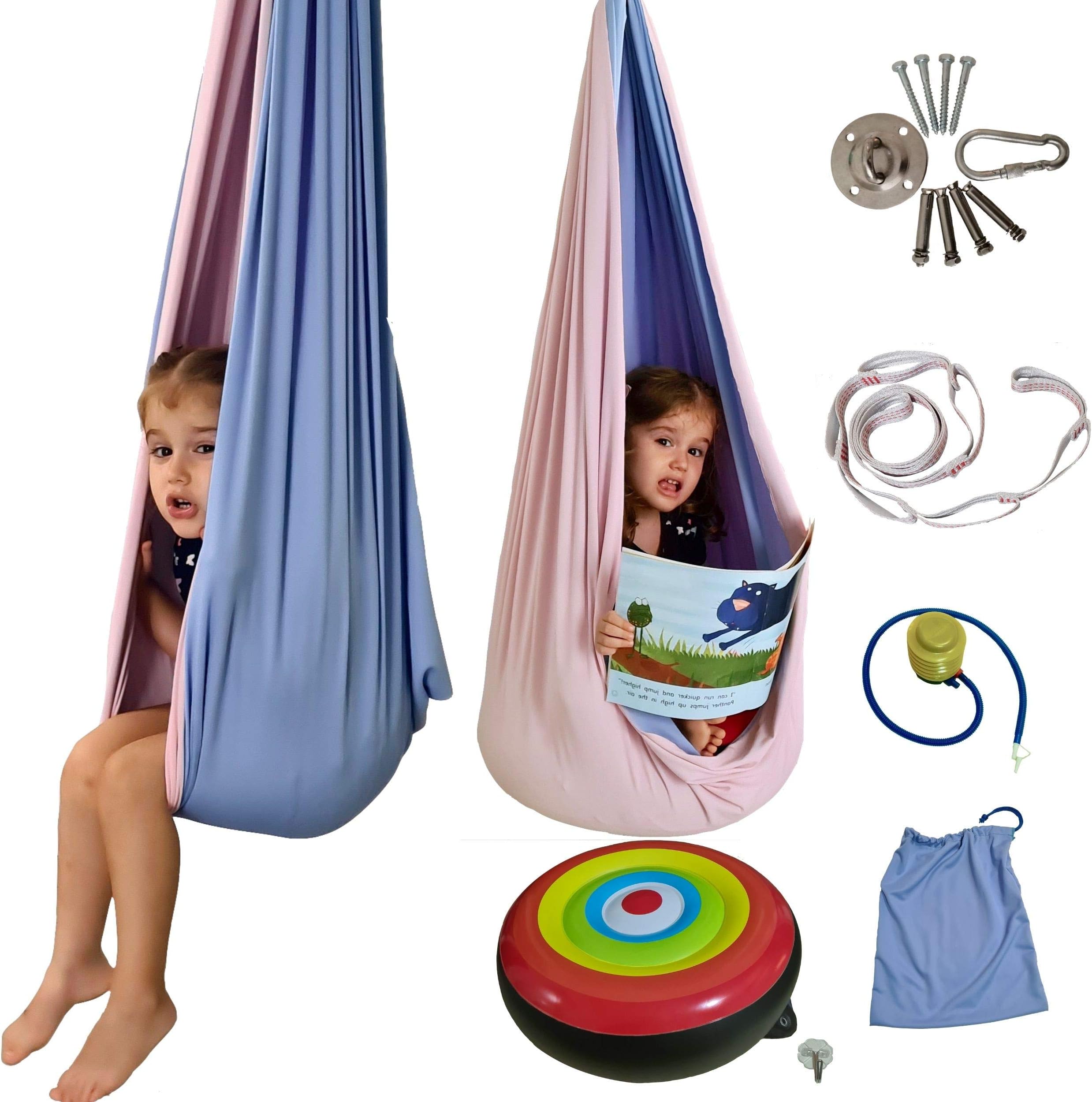 Sensory Swing Pod Swing - 2 in 1 Indoor Swing for Kids The 1ST Therapy Compression Swing That Becomes an Egg Chair or Kids Hammock Chair - Double Layer, Extra Strength, Reversible