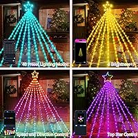 Vista 6 de Vigdur Decoración de Árbol de Navidad de 16.4 Pies - 315 LEDs Luces de Árbol en Cascada de Estrellas Personalizables con Control Remoto