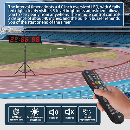 Miniatura 6 de Temporizador de fitness con botón cronómetro, adecuado para la escuelaexamenejercicio en casagimnasiogimnasio SMAHEAT temporizador electrónico de