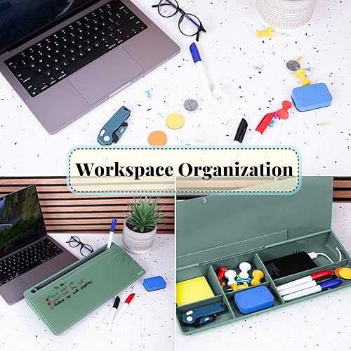 Miniatura 7 de Birch Pizarra Blanca Pequeña de Escritorio  Pizarra de Vidrio de Borrado en Seco Almohadilla de Escritorio Soporte para Teclado con Compartimento de