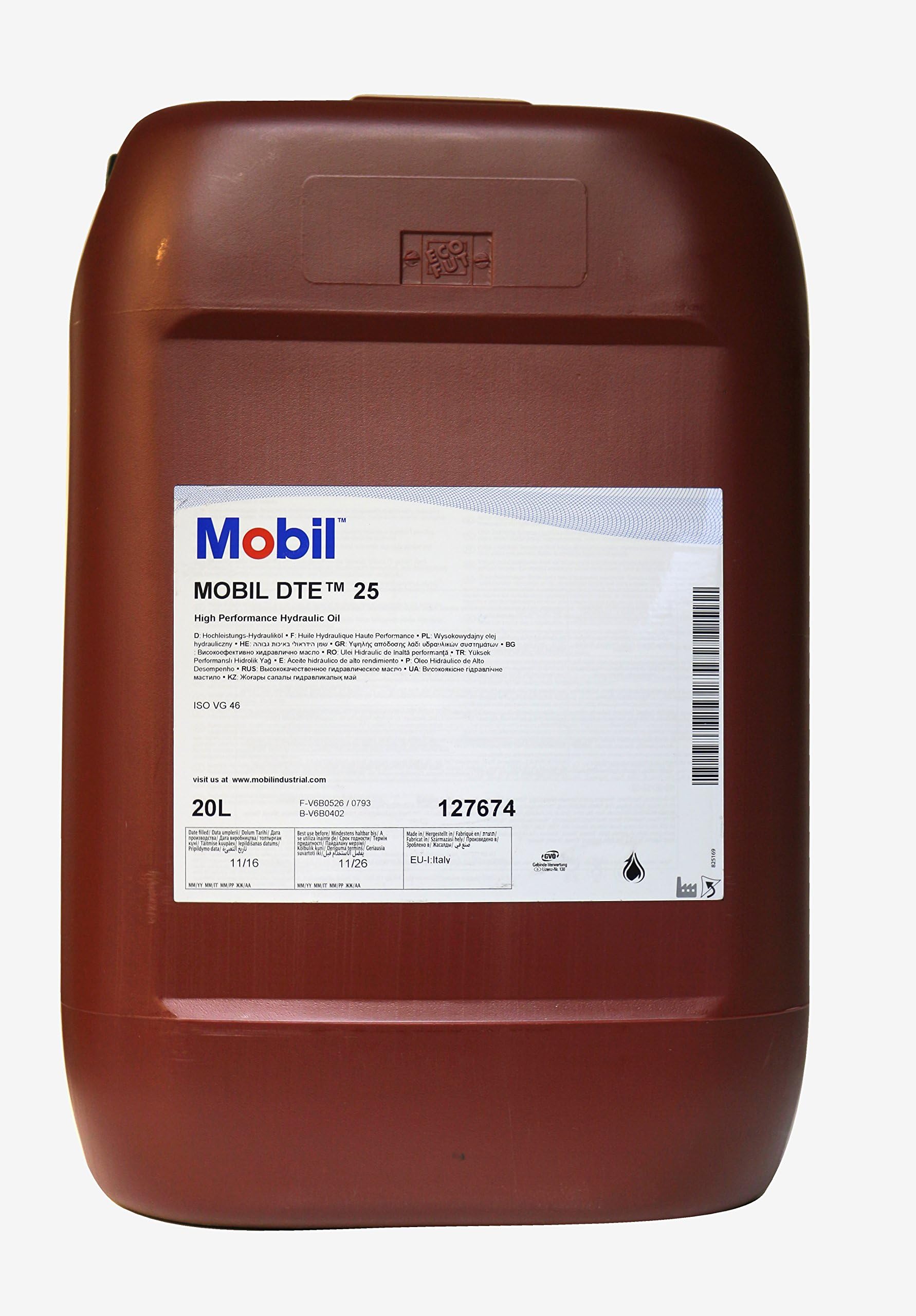 Hydraulic Oil, Mobil DTE 25 Pack of 20 Litres
