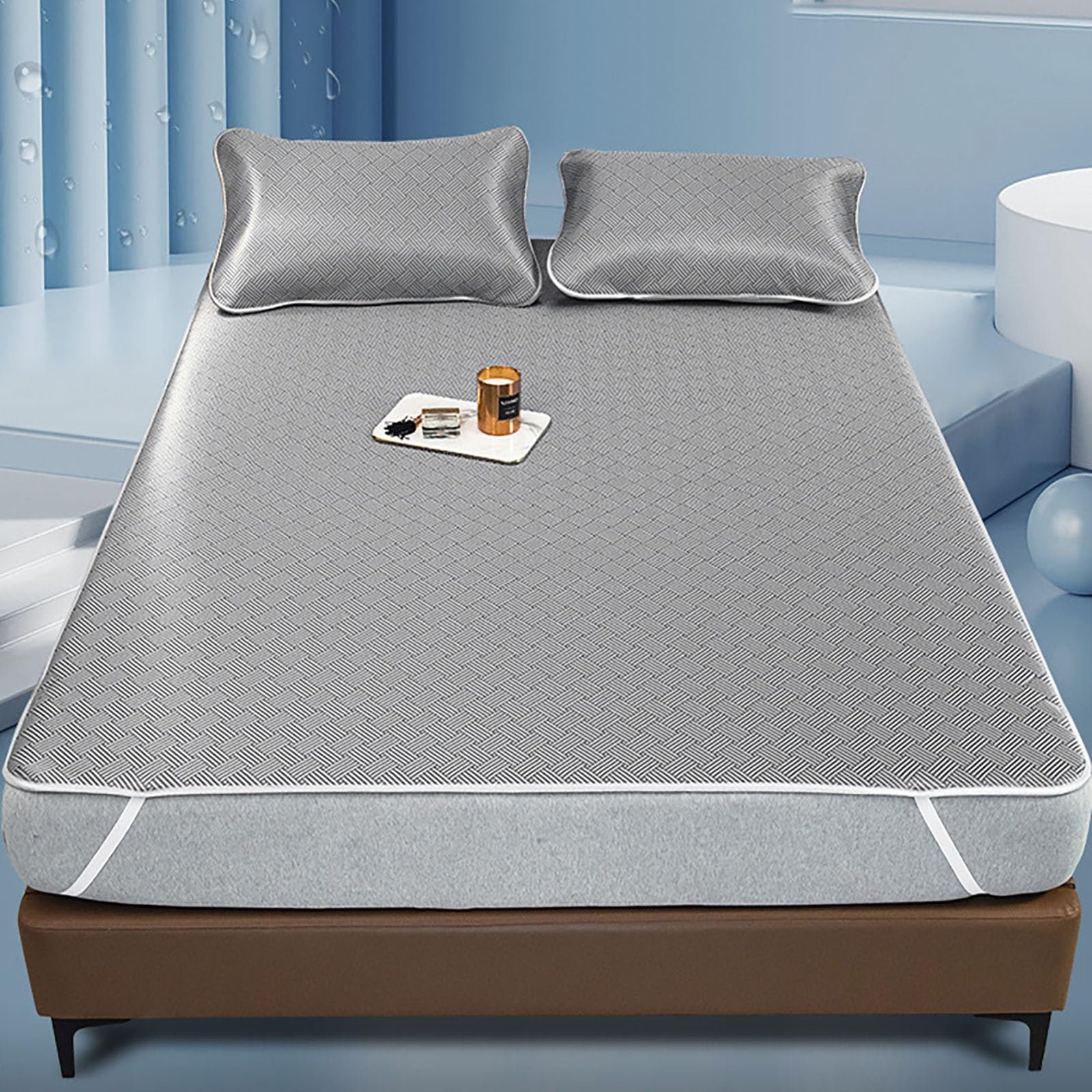 Foldable Summer Bed Mat, Rattan Cooling Mat Mattress Topper Summer Sleeping Multiple Sizes(180 * 220cm)