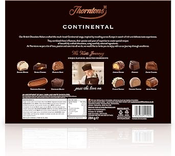 Thorntons Continental Collection, Chocolate Hamper Gift Box, Inspired by European Flavours, Assorted Milk, White and Dark Chocolates, 284g