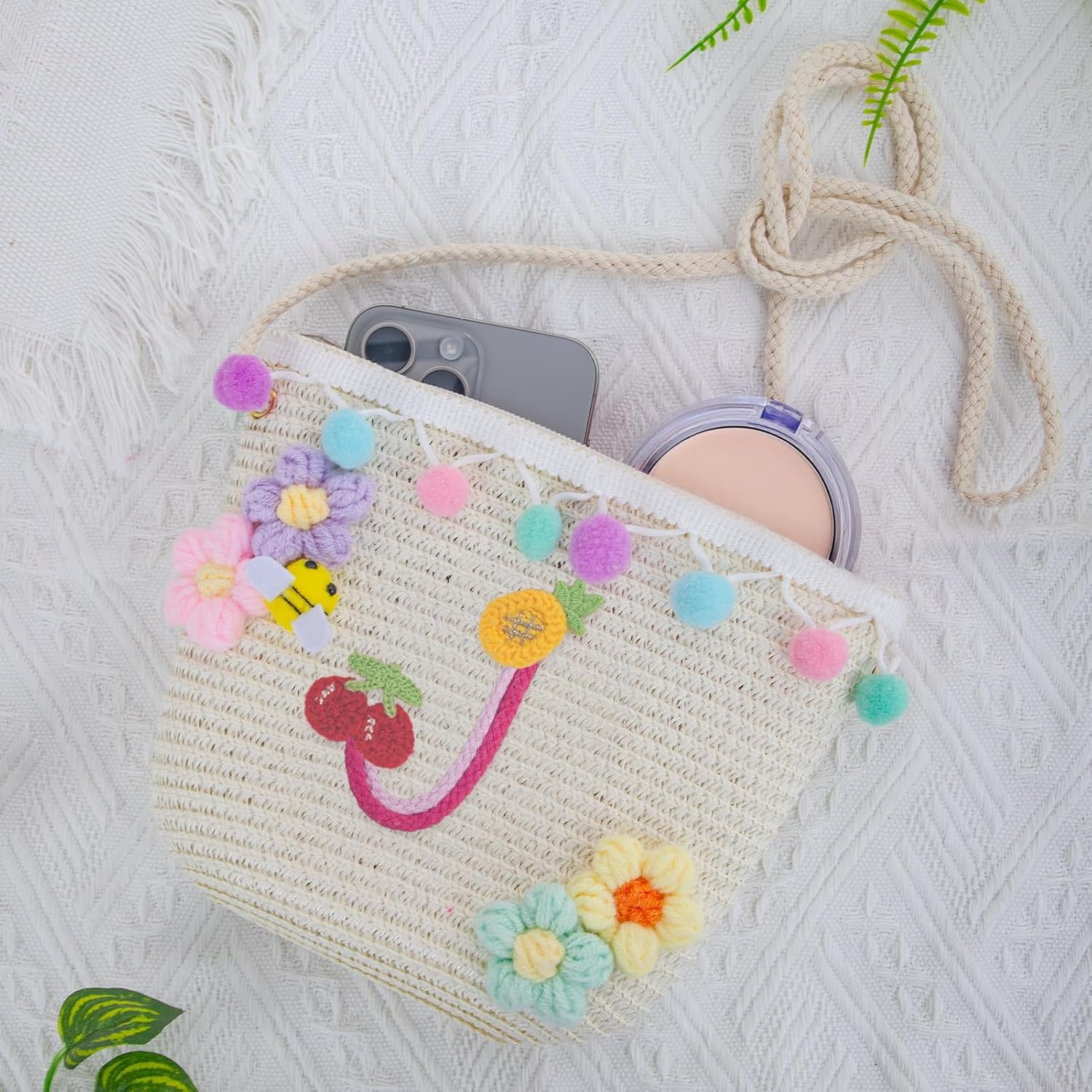 Letter Small Woven Straw Summer Beach Tote Bag for Women 2025,Woven Straw Beach Purse Shoulder Crossbody Bag for Women 2025 - Image 2