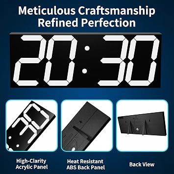 CHKOSDA 18.7 Digital Wall Clock, 6 Digits, 164ft Visibility - White