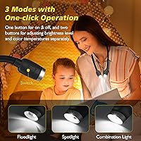 Vista 4 de LEDGLE Luz de cuello actualizada para leer libros en la cama, lámpara LED para el cuello para tejer con iluminación de 1600 K 3500 K 6000 K + brazos