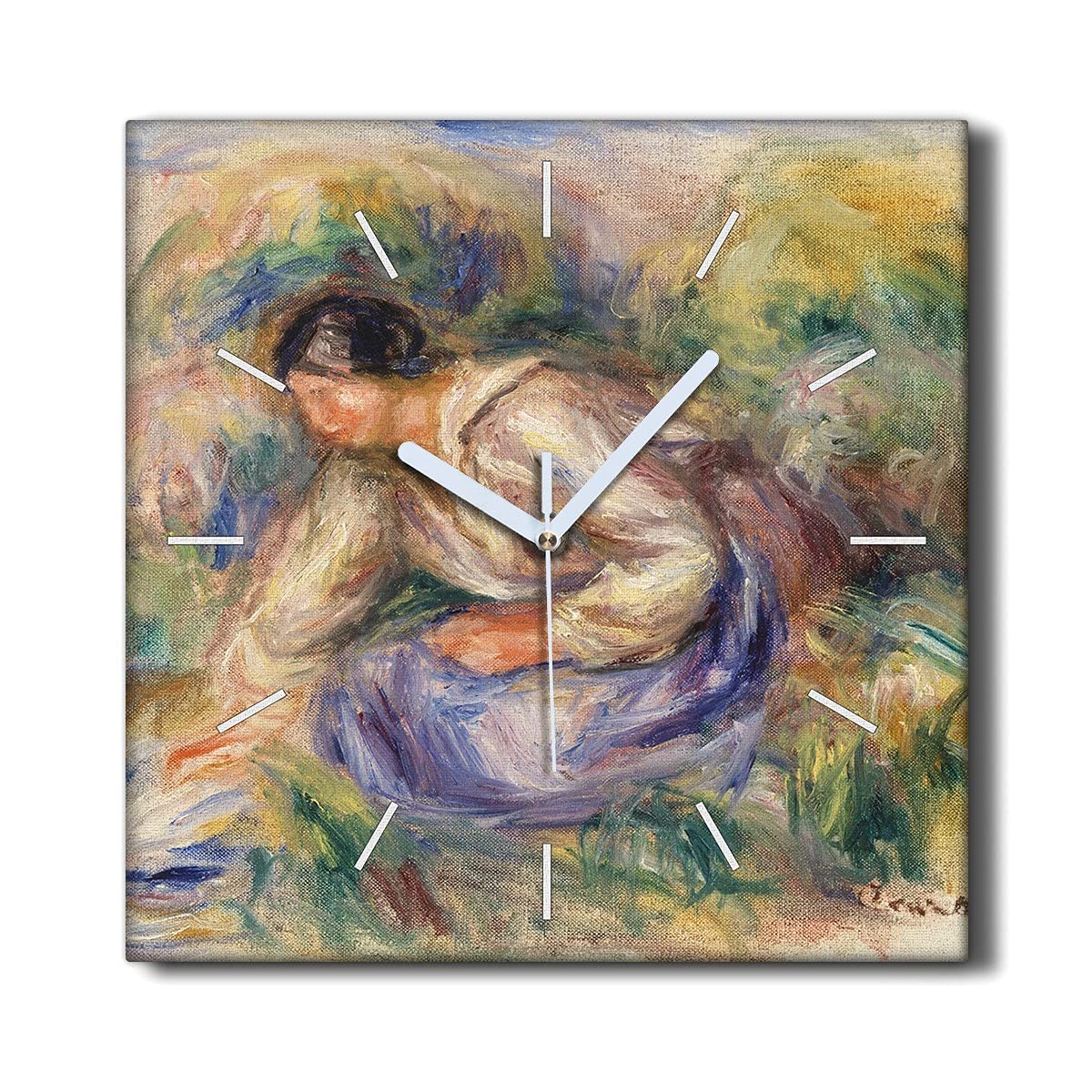 Horloge Murale Sans Tic-Tac Toile 30x30cm Décoration Murale Salon Silencieuse