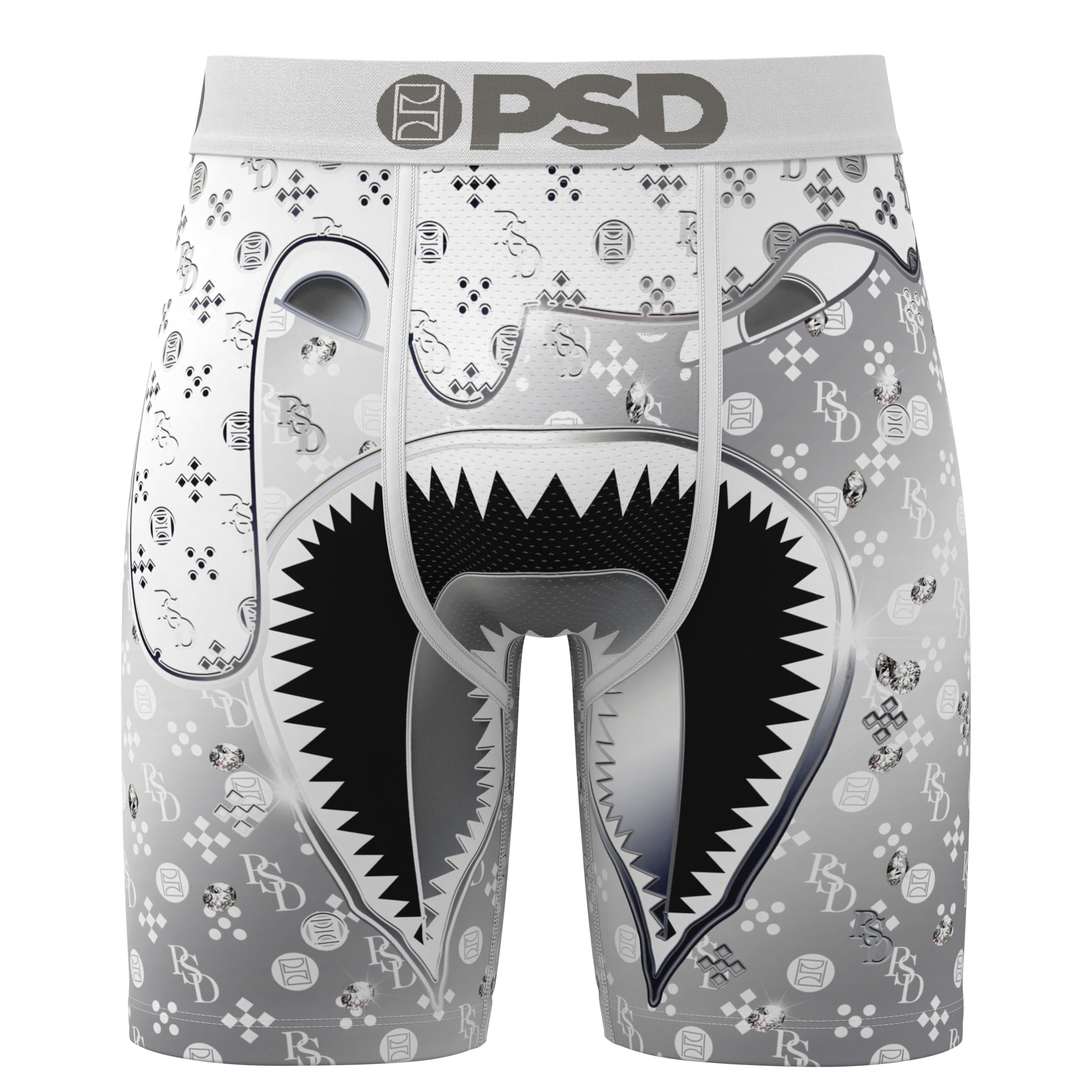 PSD Men's Warface Luxe Boxer Briefs - 7 Inch Inseam Breathable and Supportive Men's Underwear with Moisture-Wicking Fabric, Wf White Diamond, L