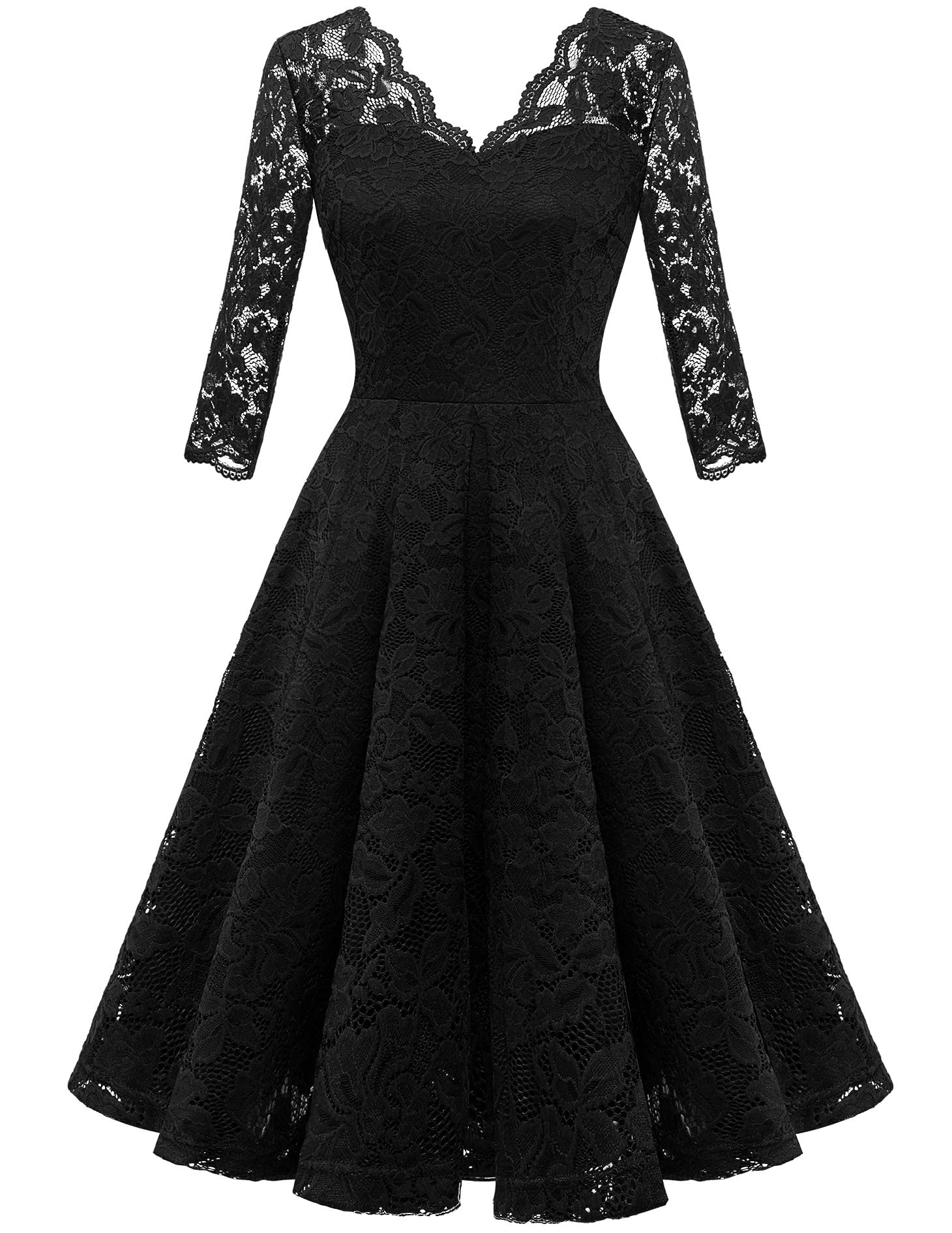Women's Vintage Floral Lace Bridesmaid Dresses V Neck Wedding Guest