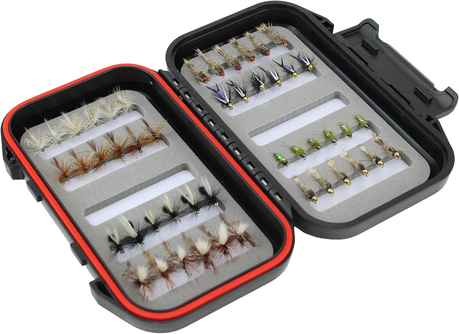 Wild Water Fly Fishing 48 Premium Dry and Nymph Flies Assortment with Small Fly Box for Trout, Panfish, Crappie, Sunfish