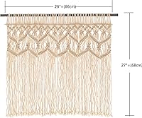 Vista 5 de Cenefa de algodón texturizado de macramé bohemio – Cortinas de ventana de cocina y decoración de pared – Cenefa de macramé – Cortinas para ventana