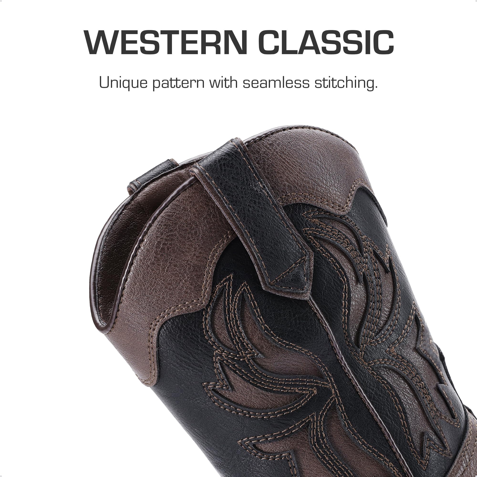 DREAM PAIRS Bottes de cowgirl pour filles et enfants - Bout carré - Mi-mollet - Chaussures d'équitation tendance occidentale pour tout-petit/petit enfant/grand enfant