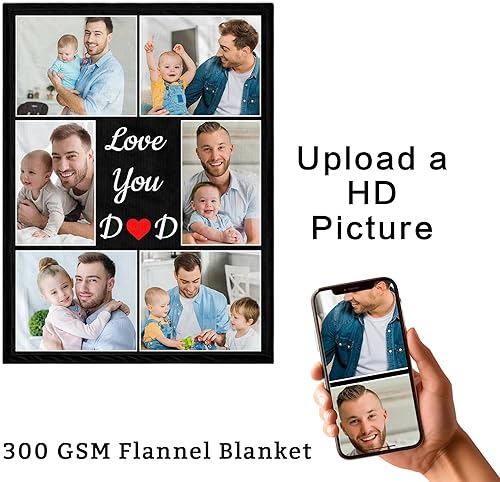 Vista 47 de Regalos personalizados para el día del padre, cumpleaños para papá de hija, esposa, hijo, regalos personalizados para el día del padre, manta con S1