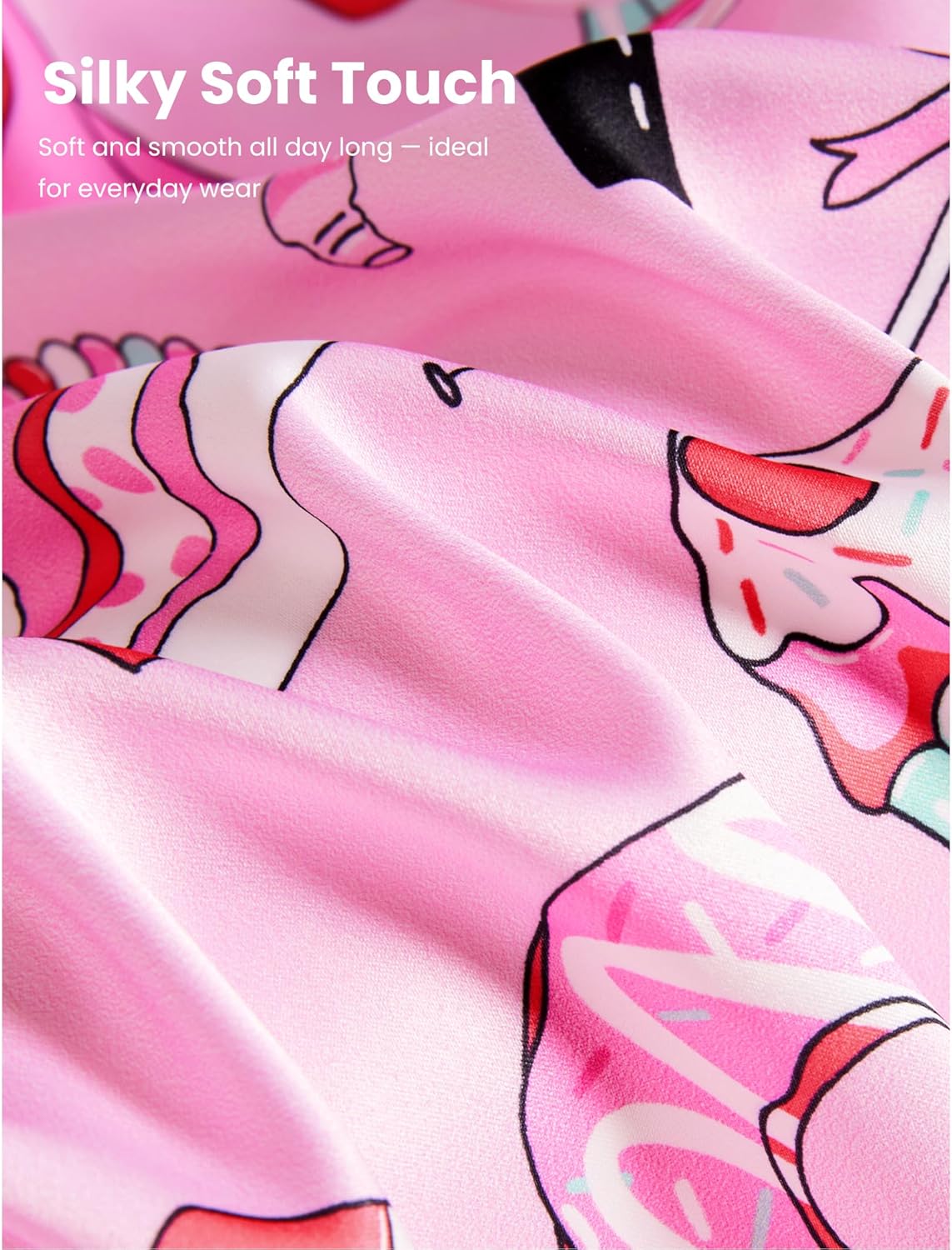 PATPAT Girls Satin Pajama Set - Silky Long Sleeve Sleepwear for Kids with Bag,Ages 5-14 Years - Image 5