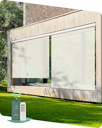 Miniatura 8 de Yoolax Persianas motorizadas para exteriores compatibles con Alexa Google, persianas inteligentes con control remoto para porche y patio, muestra de