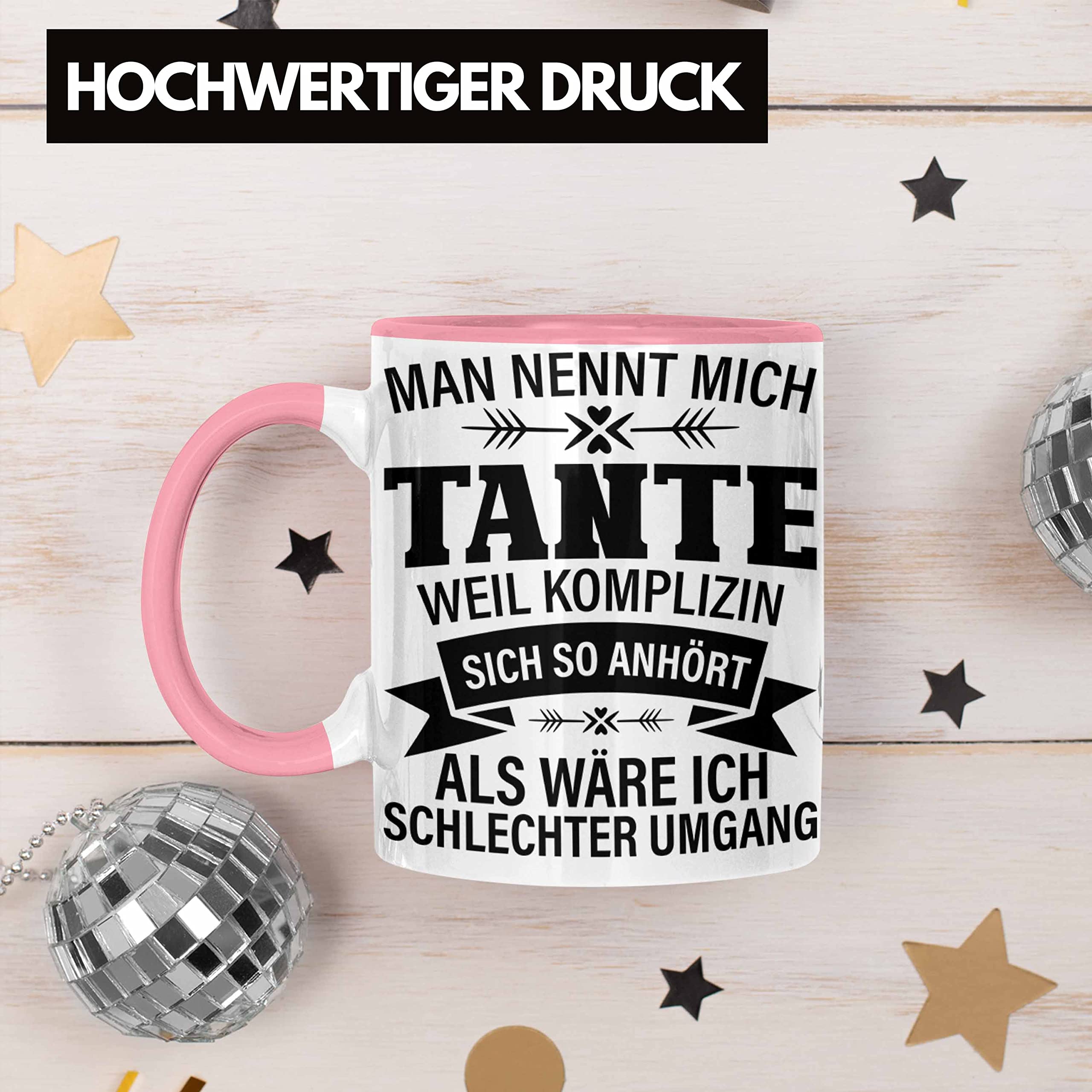 Lustige Tante Geschenk Tasse – 'Jemand Muss Ja Den Job Der Verrückten Tante übernehmen', 400 Ml, Rosa