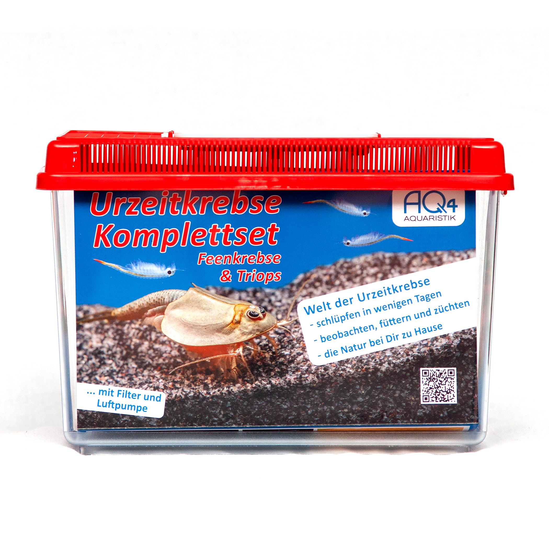 Triops und Feenkrebse Premium Komplettset 6 l, Eier, Filter, LED | Urzeitkrebse-Mix mit Aquarium, Filter, Heizung, Eiern, Futter, Zubehör und Anleitung; Ideal für Einsteiger in die Triopszucht