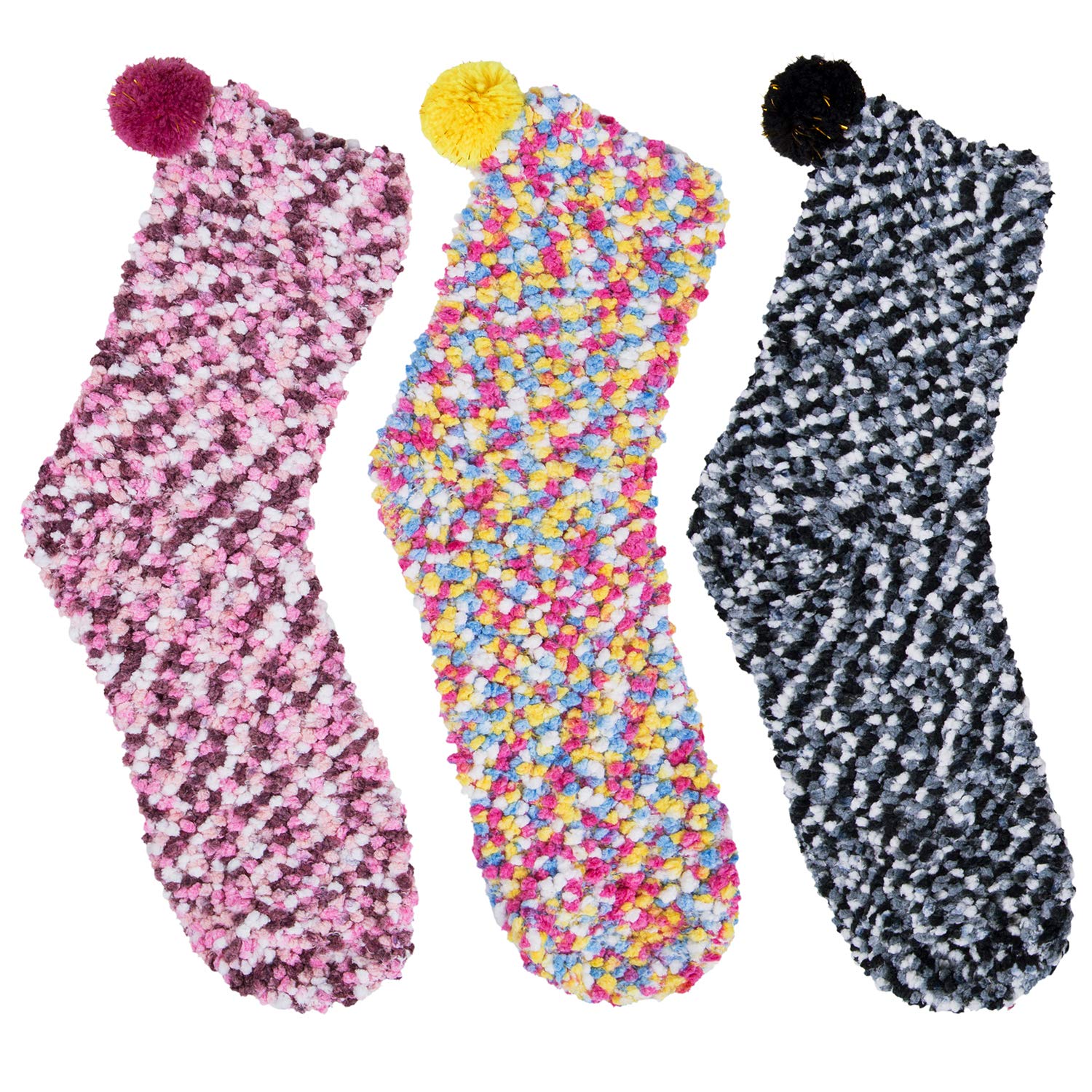 3 Paar DIY Geschenksocken für Frauen Mädchen flauschige Socken Winter Hausschuhsocken weich für Weihnachten mit Geschenkboxen Cupcake