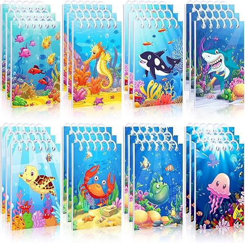 Miniatura 1 de 24 mini blocs de notas, mini cuadernos de animales marinos bajo el mar, cuadernos pequeños en espiral para niños, recompensas de oficina, bajo el