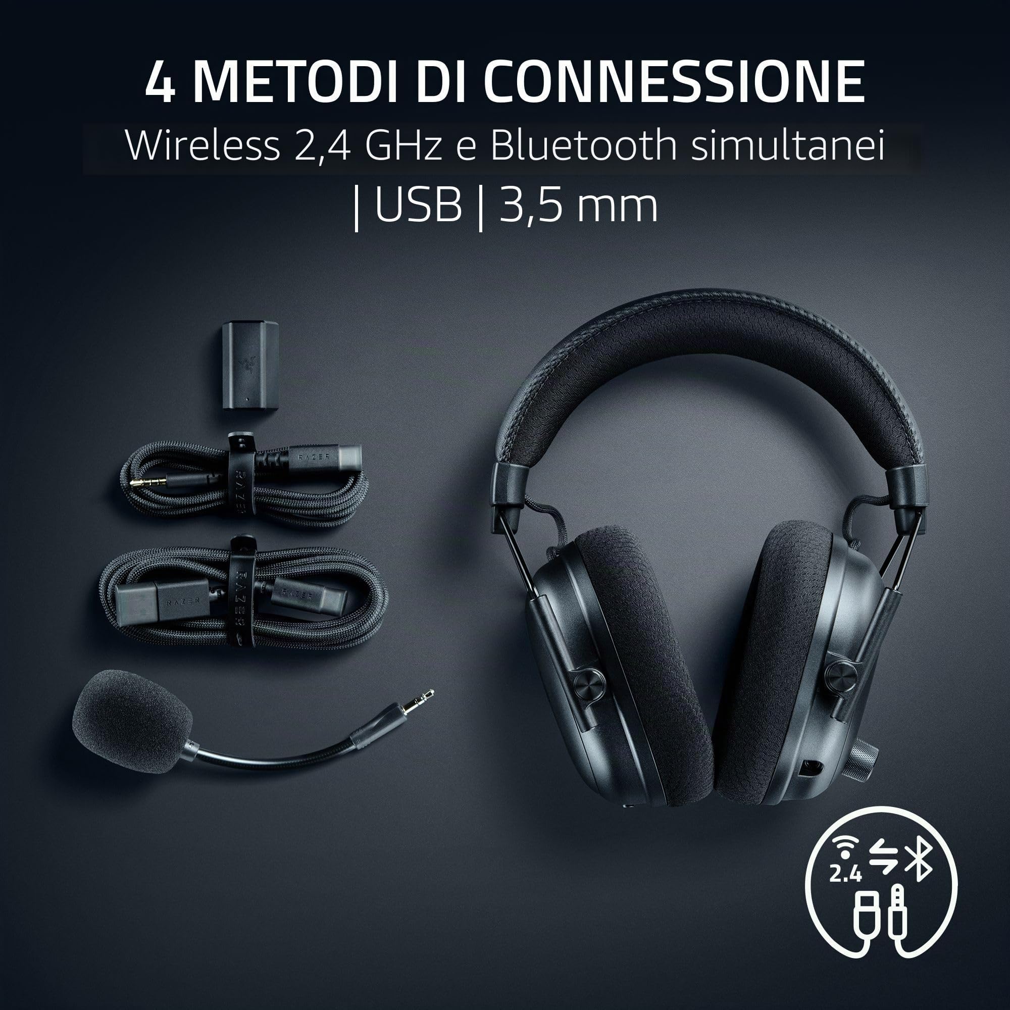 Razer BlackShark V3 Pro NiKo Edition - Cuffie wireless ANC da esport - Cancellazione attiva - Driver 50mm - Microfono HyperClear rimovibile - Wireless 2,4 GHz & Bluetooth - FPS - PC/Mac | NiKo