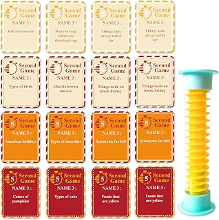 Thanksgiving 5 Second Game Cards 108 Fall Thanksgiving 5 Second Rule Game Cards with 5 Second Hourglass -Fun Travel Game Night Think Fast Shout Out Answers