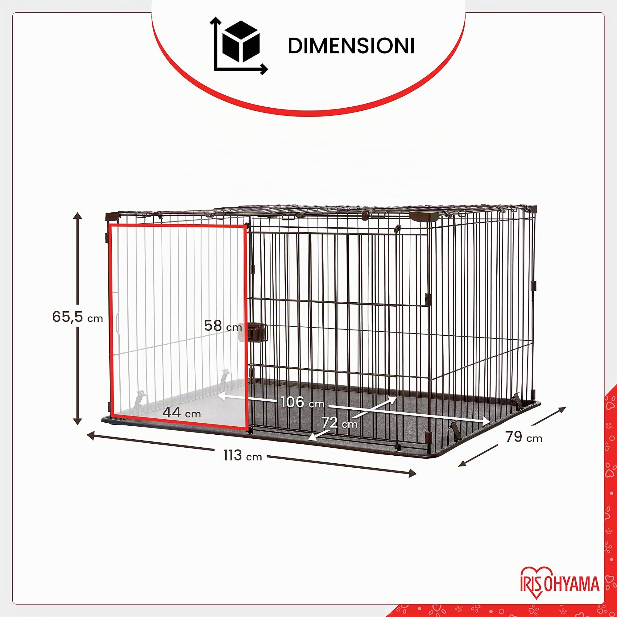 Iris Ohyama Estensione per recinto per cani, A66cm, Con porta con serratura, Marrone, con Tetto, Metal, Parco, Per Cucciolo, Gatti, Interni, Esterni, Gabbia, Cuccia, Montaggio Facile, STS-1200TY