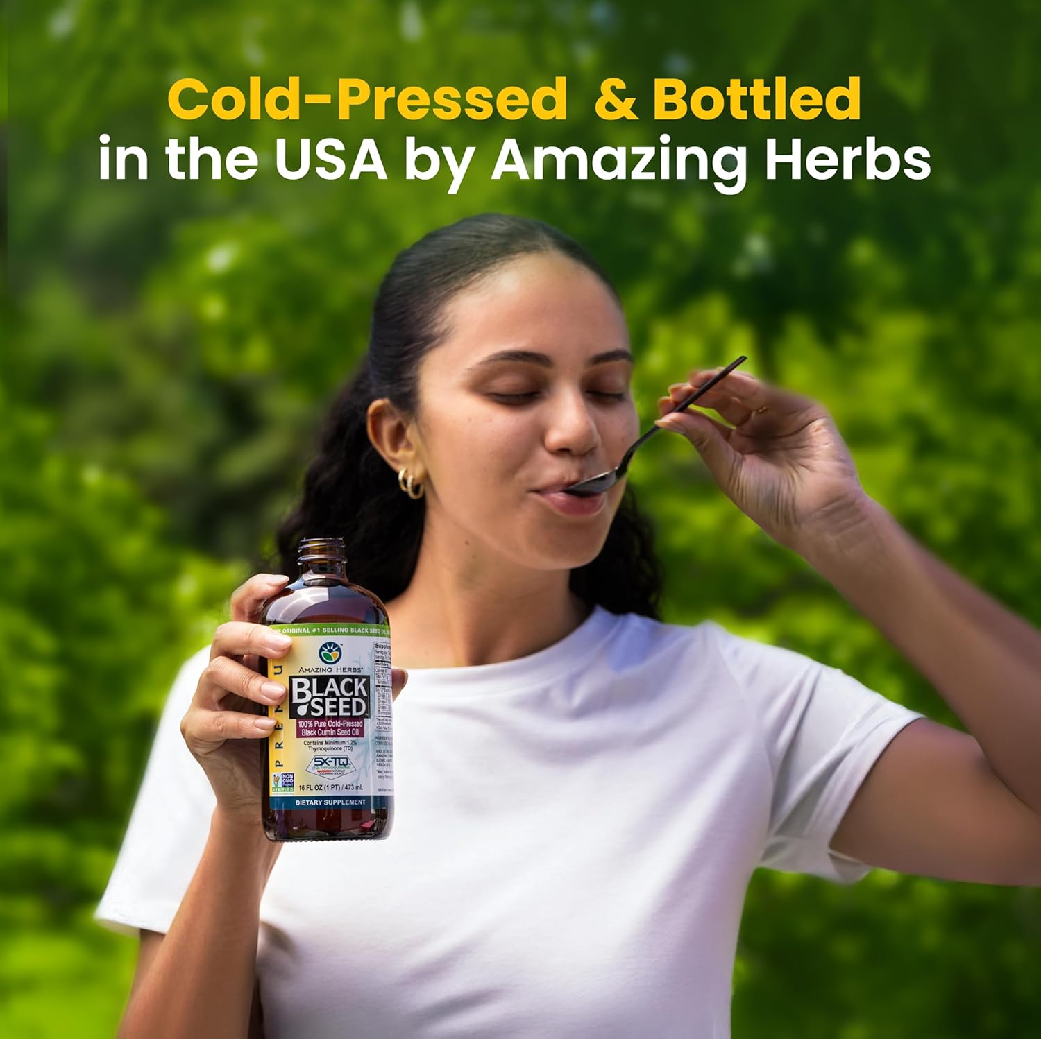 Amazing Herbs Premium Black Seed Oil - Cold Pressed Nigella Sativa Aids in Digestive Health, Immune Support, Brain Function, Joint Mobility, Gluten Free, Non GMO - 16 Fl Oz - Image 5