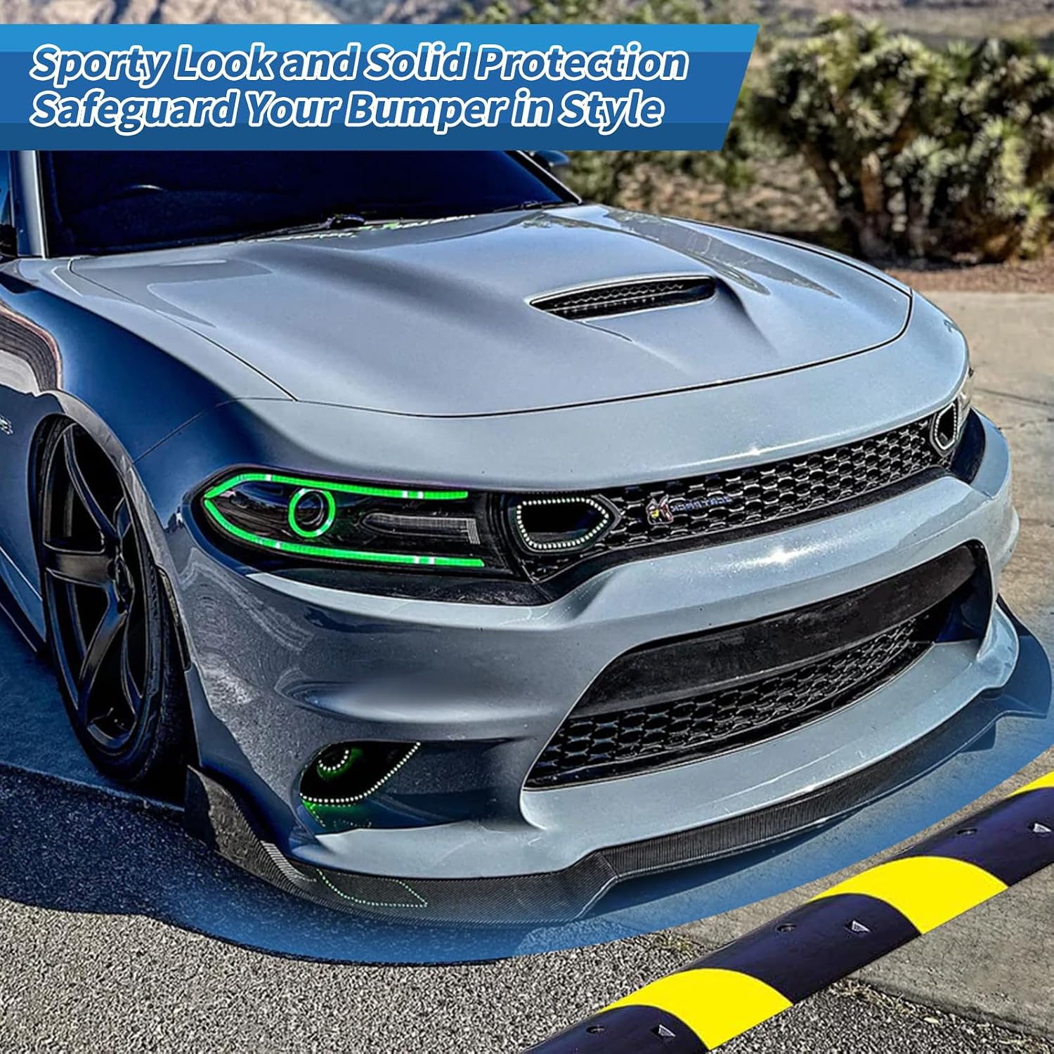 WildWell Front Bumper Lip Splitter for 2015-2024 Dodge Charger SRT Hellcat Scat Pack Daytona RT, Front Lip Spoiler Accessories Air Chin Body Kit Non-Widebody Carbon Fiber Painted