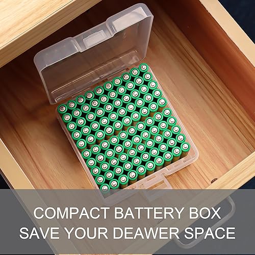 Miniatura 7 de PNGKNYOCN Caja de almacenamiento para baterías, caja organizadora portátil de pilas AAA con capacidad para 100 pilas AAA, plástico aislante color