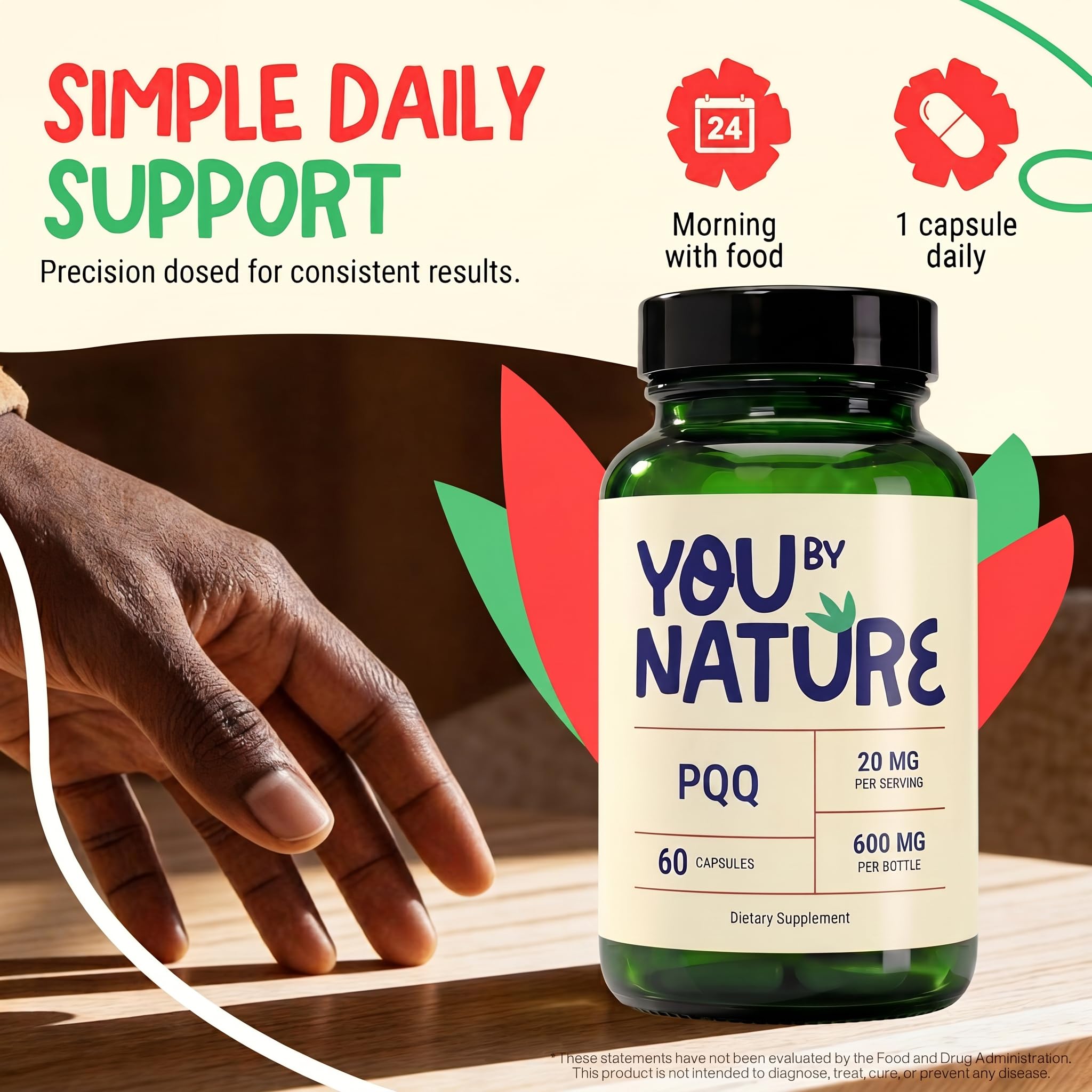PQQ Supplement 40mg - Pyrroloquinoline Quinone Veggie Capsules for Cellular Energy Support, Clean Formula, Gluten Free, 60 Capsules, 30 Servings — Amazon image 7
