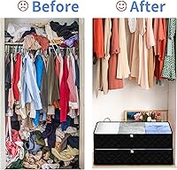 Vista 6 de Fixwal - Bolsas de almacenamiento negras debajo de la cama con ventana transparente y 2 asas reforzadas, contenedores de almacenamiento debajo