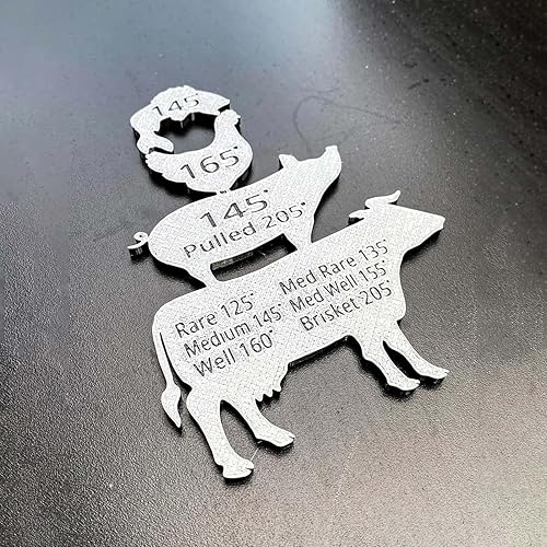 Miniatura 2 de Imán de temperatura de carne de metal, imán de temperatura animal, tabla de temperatura de cocción de cerdo para nevera, barbacoa y parrilla, guía