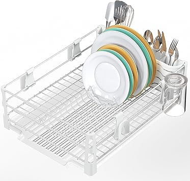 Compact Dish Drying Rack with Utensil Holder - Thumbnail 2