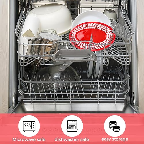 Miniatura 4 de Paquete de 50 cestas de plástico para comida rápida, cestas para papas fritas, bandeja para perros calientes, pollo, hamburguesas, sándwiches, papas