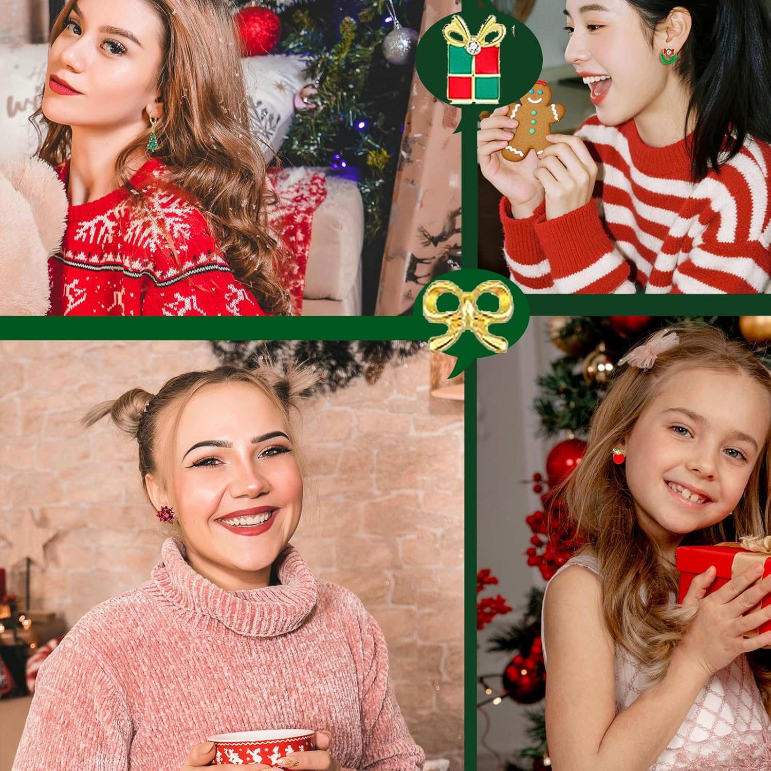 Christmas Earrings Bulk for Women Teens,20 Pairs Hypoallergenic Holiday Stud Earring Set Cute Santa Claus Reindeer Snowflakes Snowman Christmas Tree Earring Stud Fun Holiday Earrings variety Pack Winter Jewelry - Image 5