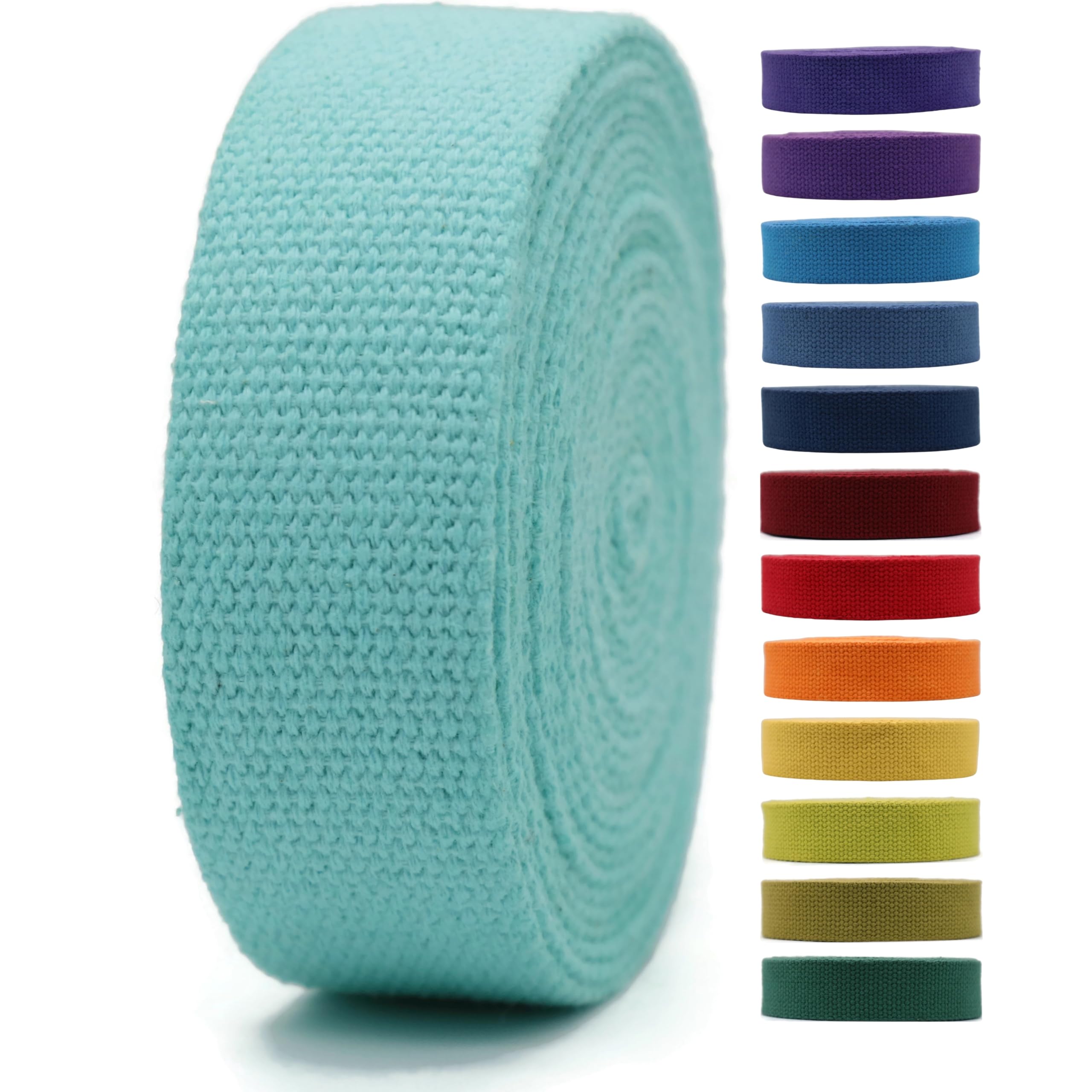 Cotton Webbing 2" & 1.5'' & 1" - 5 Yards - 50+ Colors -%100 Natural Cotton - Turkish Woven - Heavy 1 Inch 1.5 Inch 2 Inch Blue Canvas Webbing for