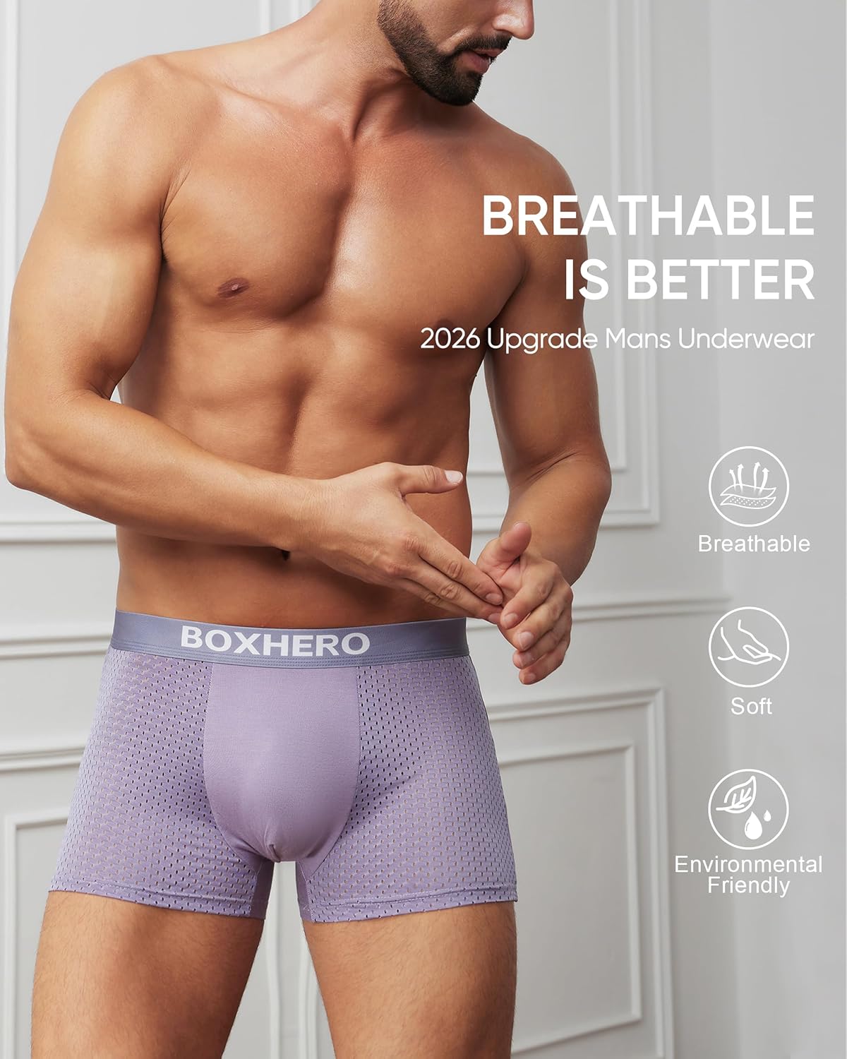 Boxhero [2026 Upgrade Bamboo Boxer Briefs- Breathable Mens Underwear, Built-in with 3D Pouch Comfortable Underwear for Men - Image 4
