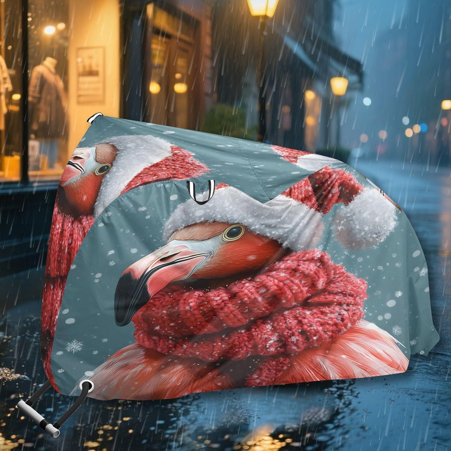 ALAZA Christmas Flamingo Bike Cover Waterproof Outdoor Ebike Bicycle Covers Tarp Protection for 1/2 Bikes, Sun UV Dust Wind Proof