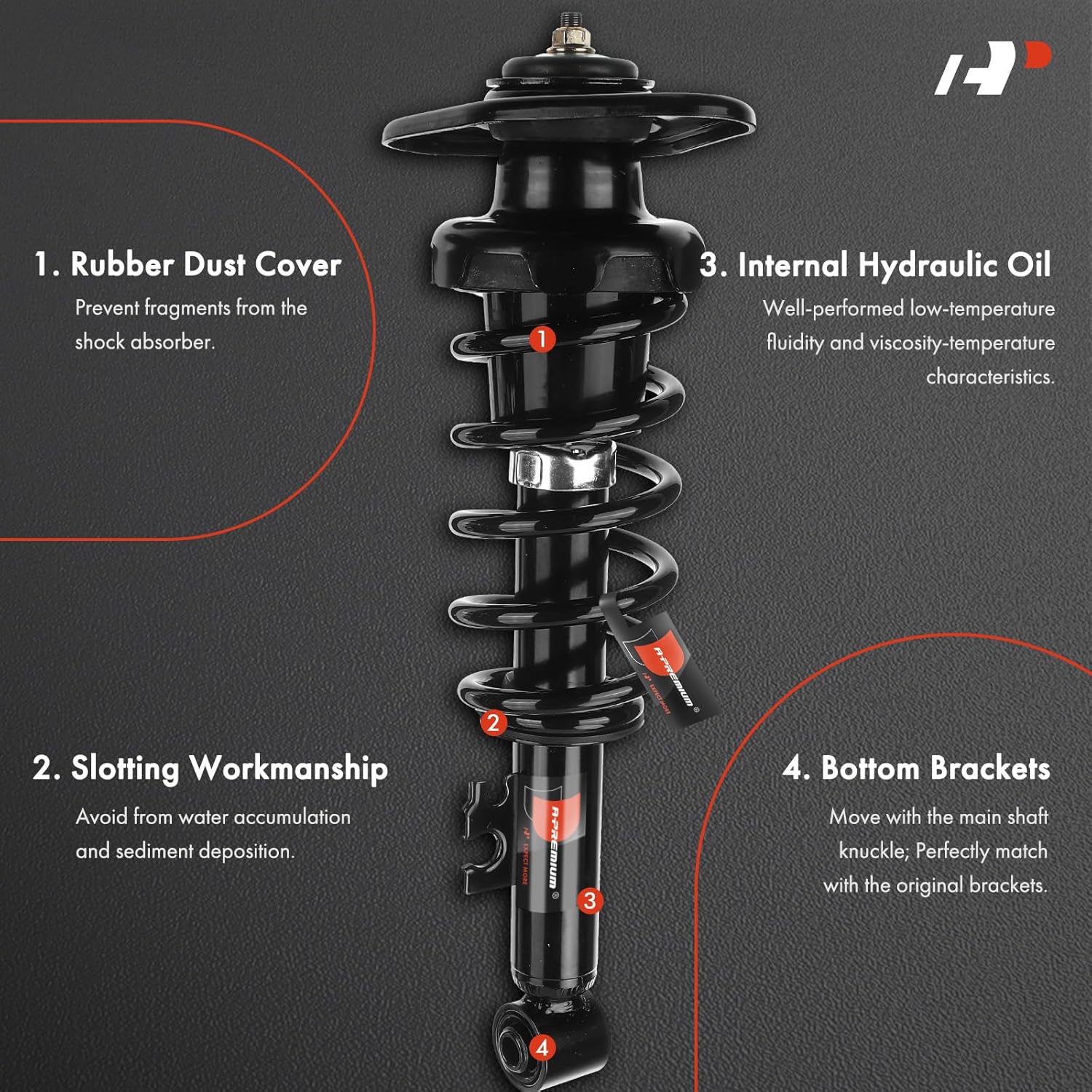 A-Premium Rear Complete Struts Compatible with Mini Cooper 2002-2008 - 2x Replacement Suspension Shock Absorber with Coil Spring Assembly