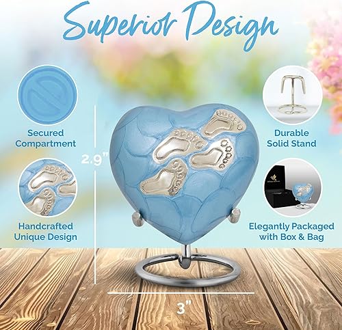 Miniatura 4 de Urna de corazón para cenizas de bebé, urna de cremación de corazón con soporte para bebé niño y niña, urna de bebé en forma de corazón para cenizas,
