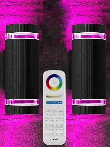 Miniatura 5 de Iluminación LED que cambia de color RGB doble hacia arriba y hacia abajo, luz de pared al aire libre, 12 W, 1200 lm, temperatura blanca 2700 k- 6500